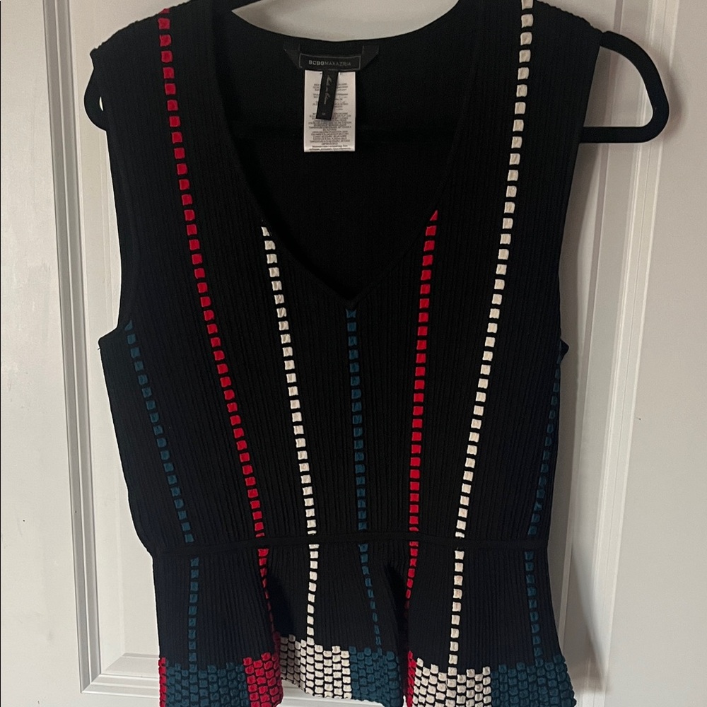 BCBGMaxAzria Black Knit Two-Piece Set with Red, Teal & White Accents - Picture 4 of 8